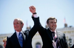 US President George W. Bush with Georgia's Mikheil Saakashvili