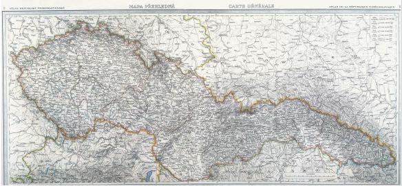 Map of interwar Czechoslovakia in 1935 with 