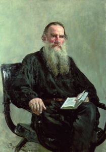 Russian author Leo Tolstoy in a portrait by Ilya Repin, 1887.
