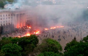 The Trade Union building of Odessa in flames (ITAR-TASS)