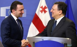 Georgian Prime Minister Irakli Garibashvili (left) and EU's José Barroso (right)