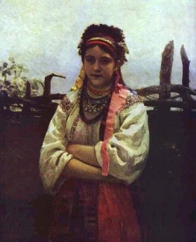 Ukrainian Girl by a Fence, Ilya Repin, 1876