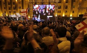 Saakashvili Addresses Supporters at the UNM Rally in Tbilisi (Reuters / David Mdzinarishvili)